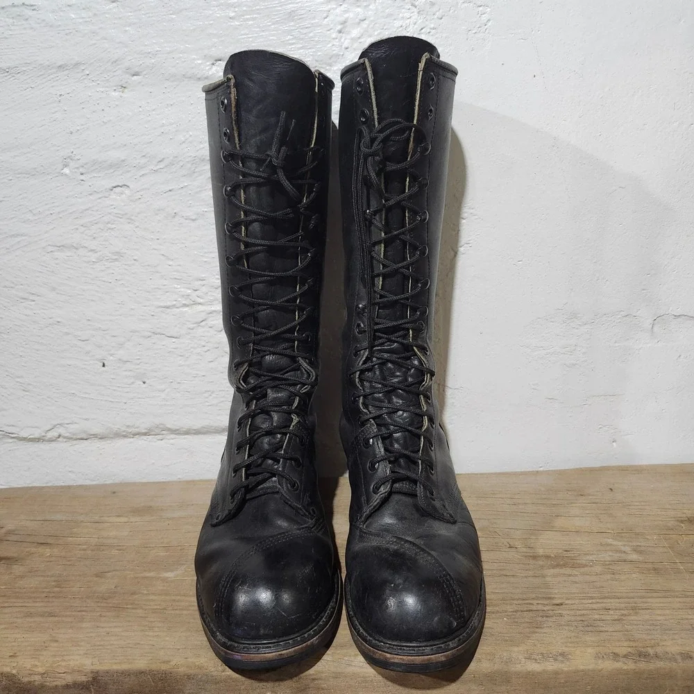 Vintage Carolina Linesman Pole Climber Work Boot Black Leather 16 Inch Men Sz 12